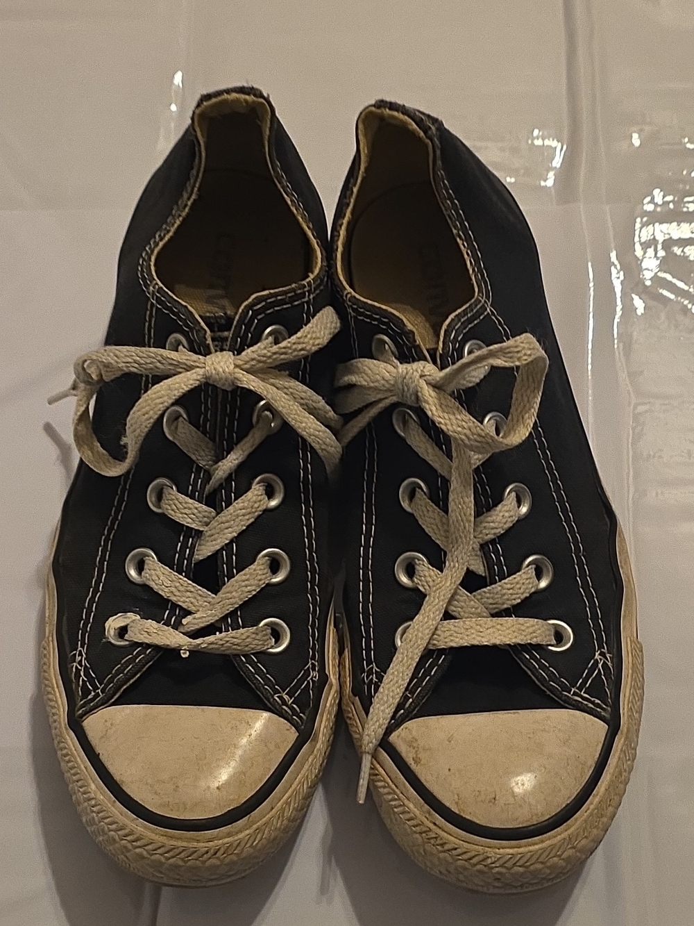 Converse Black Canvas Low-Top Sneakers with Cream Accents